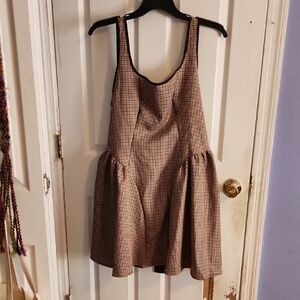 Brown Checkered Sleeveless Dress